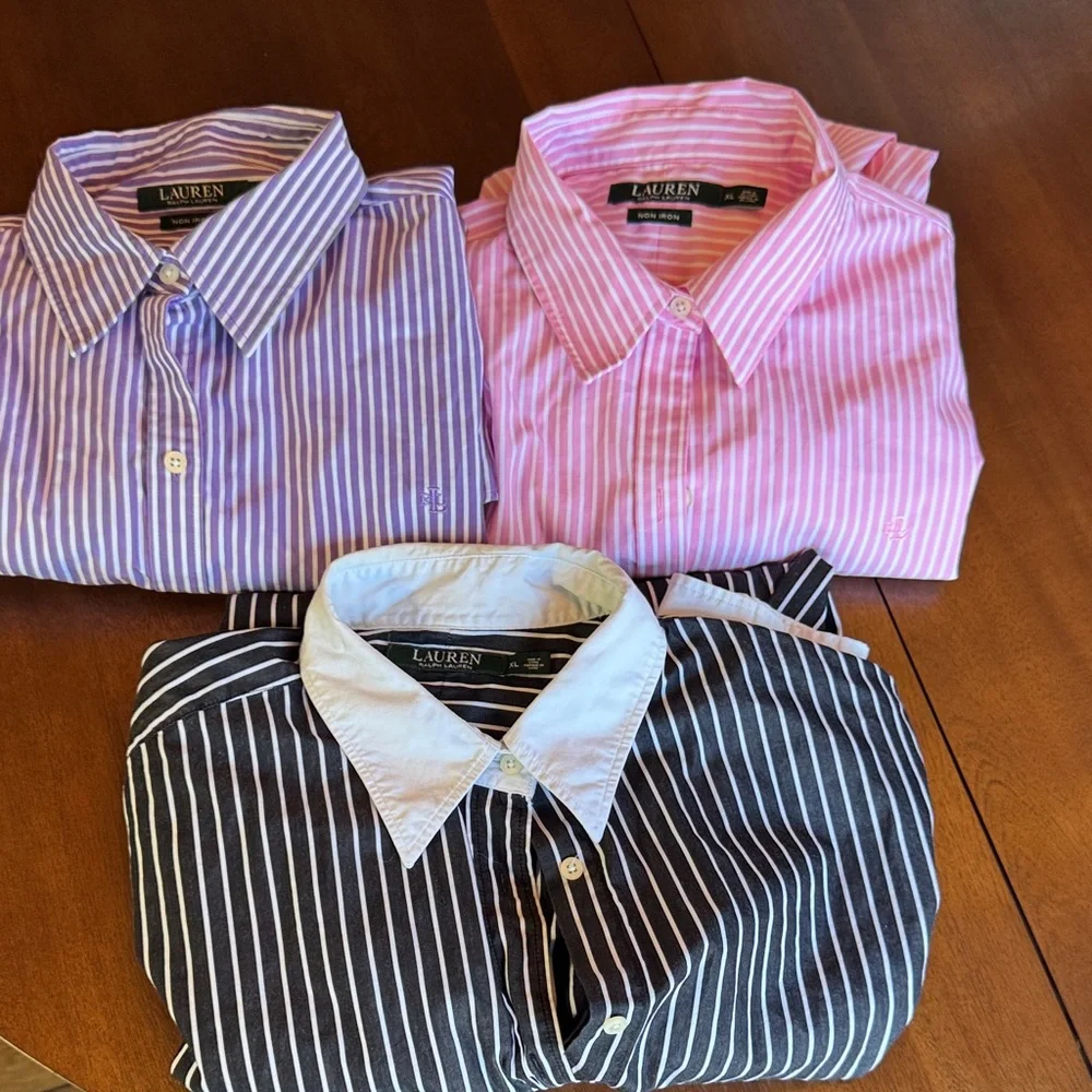 Women’s Striped Shirt Bundle - Purple, Pink, and Black - Picture 1 of 3